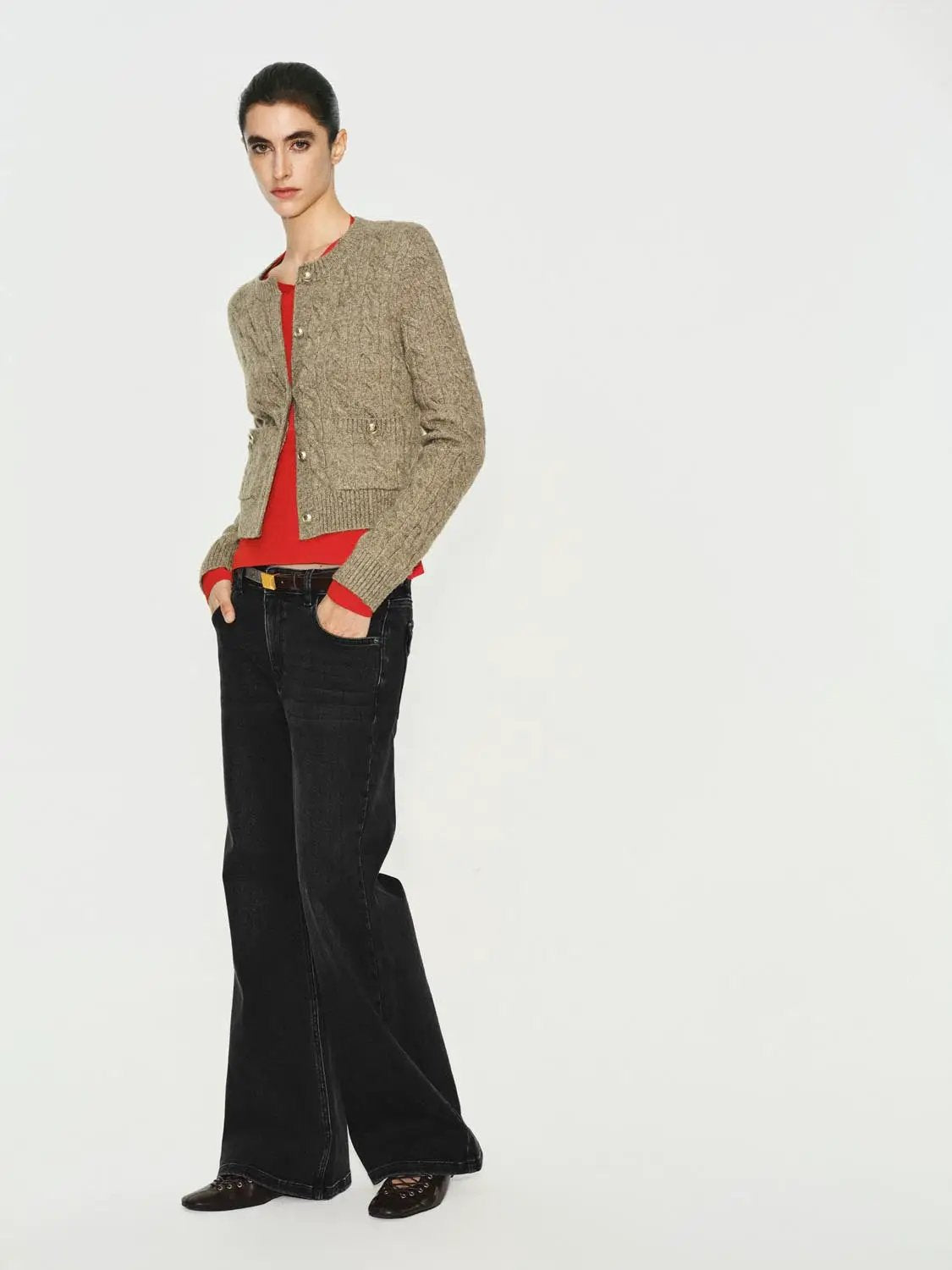 Mid-rise Flared Stretch Cotton Blend Jeans
