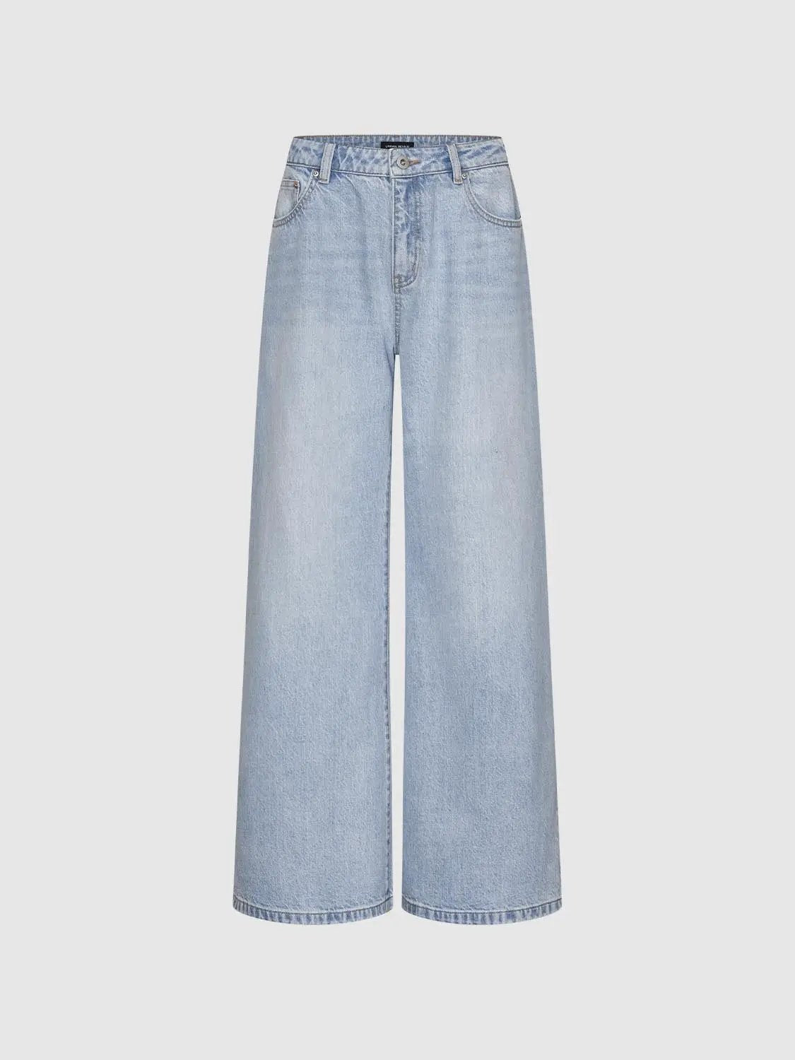 Wash Wide-leg Cotton Blend Jeans
