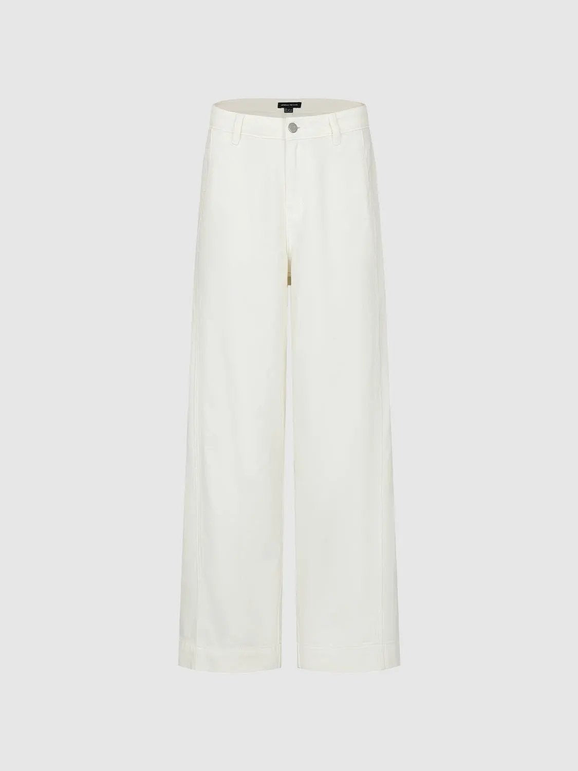 Mid-rise Cuffed Cotton Blend Wide-leg Pants