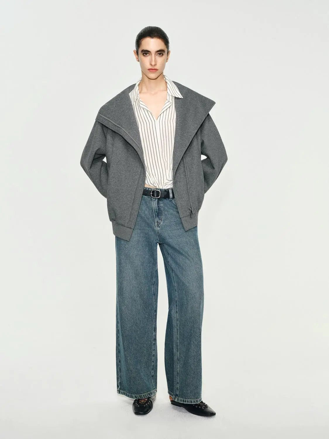 Mid-rise Medium Wash Cotton Wide-leg Jeans