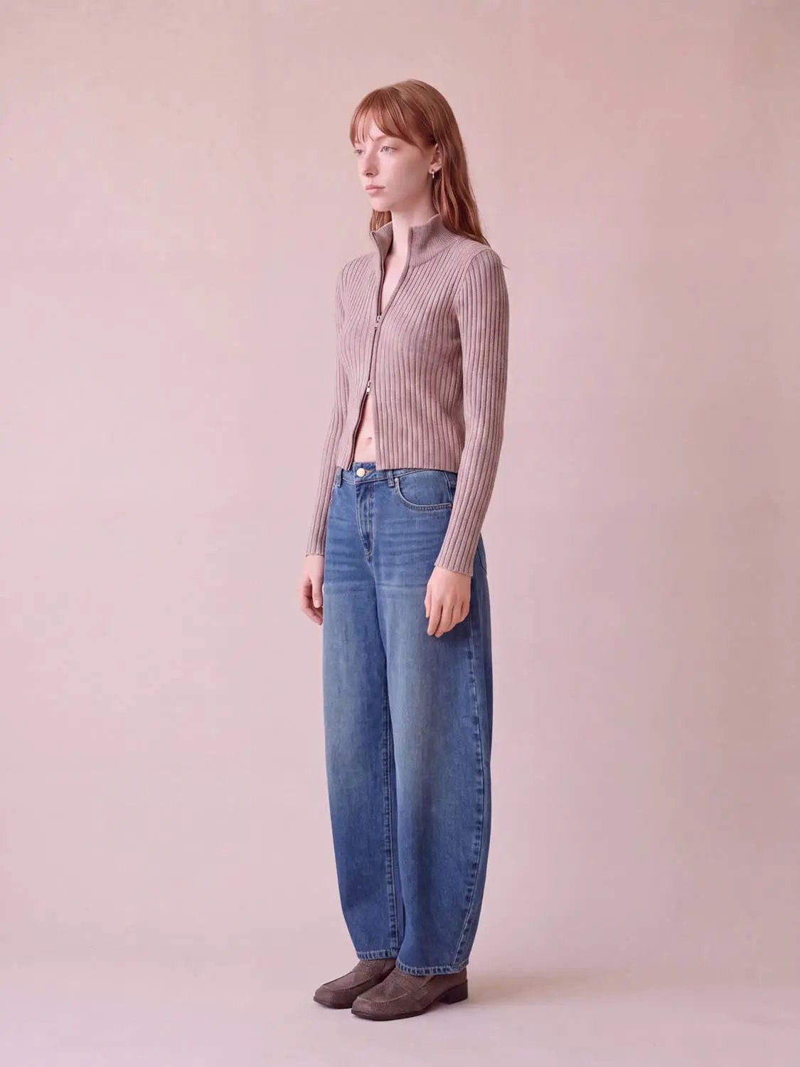 Classic Washed Wide-leg Mid-rise Cotton Jeans