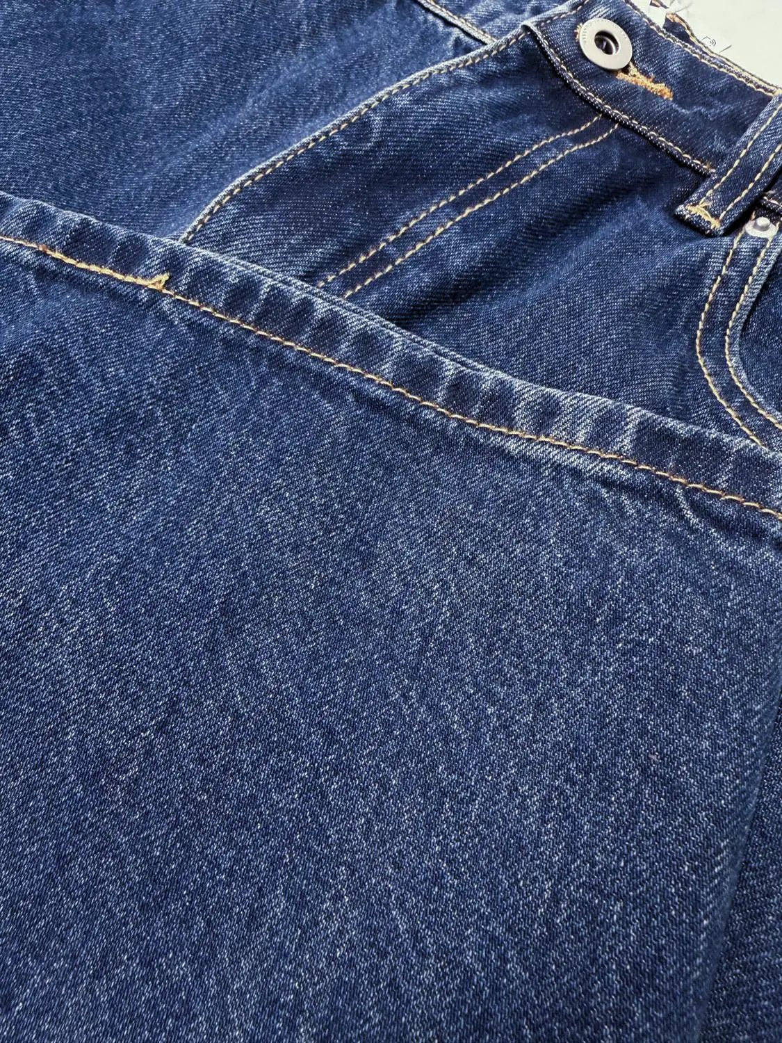 Medium Wash Wide-leg Mid-rise Cotton Jeans