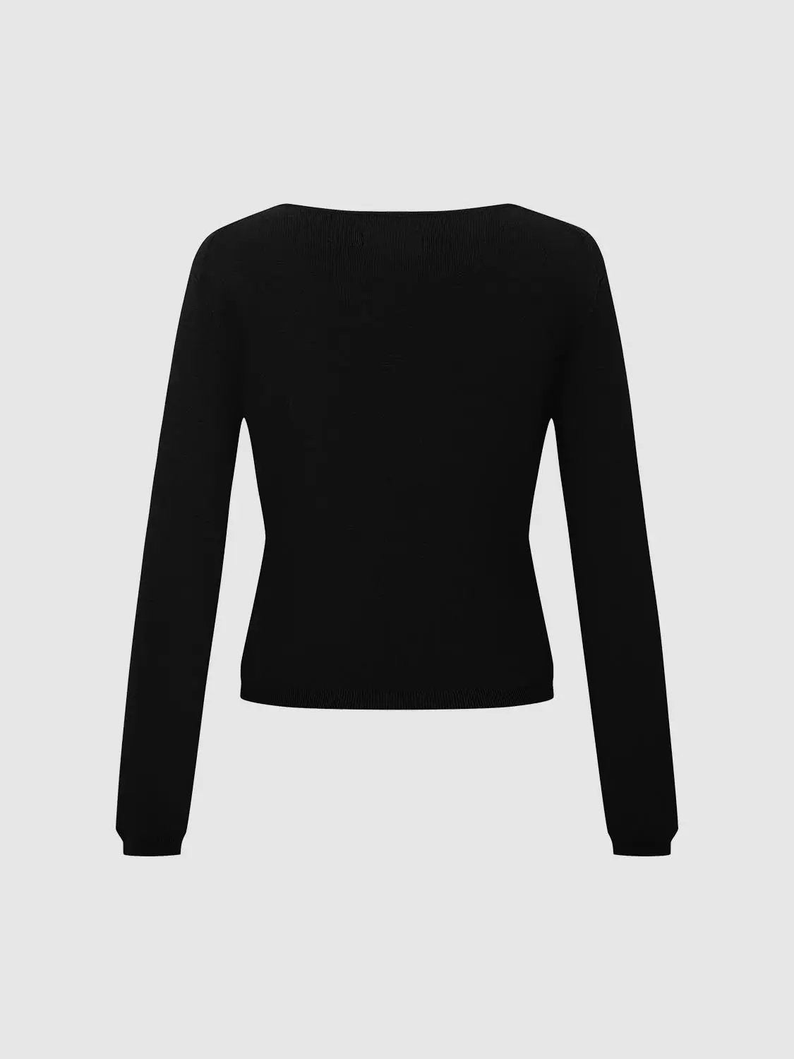 Fold Over Asymmetric Neck Cotton Knit Long Sleeve T-Shirt