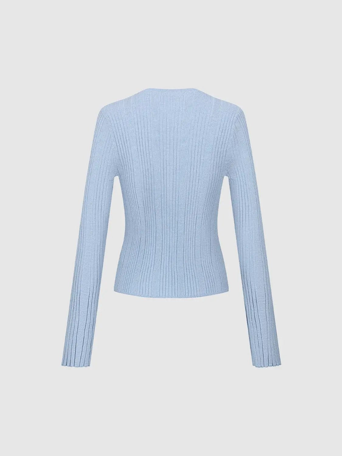 Slim Fit Split Hem Ribbed Crew Neck Knit Cardigan