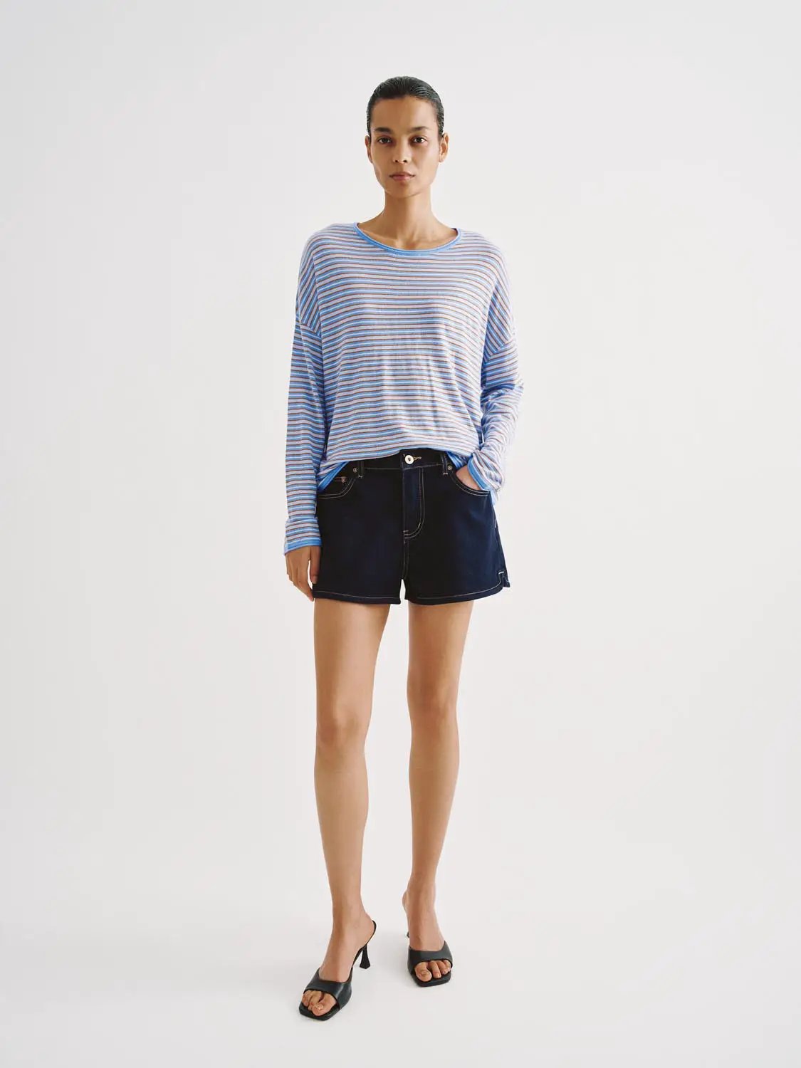 Striped Lightweight Knit Long Sleeve T-shirt
