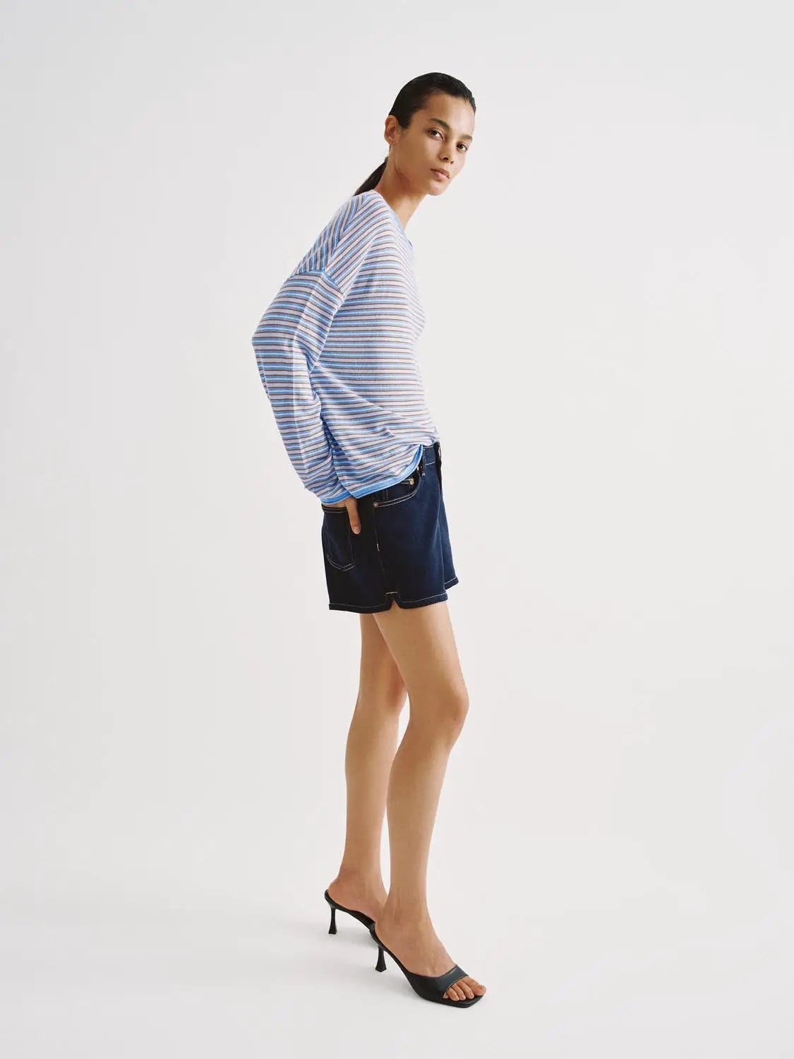 Striped Lightweight Knit Long Sleeve T-shirt