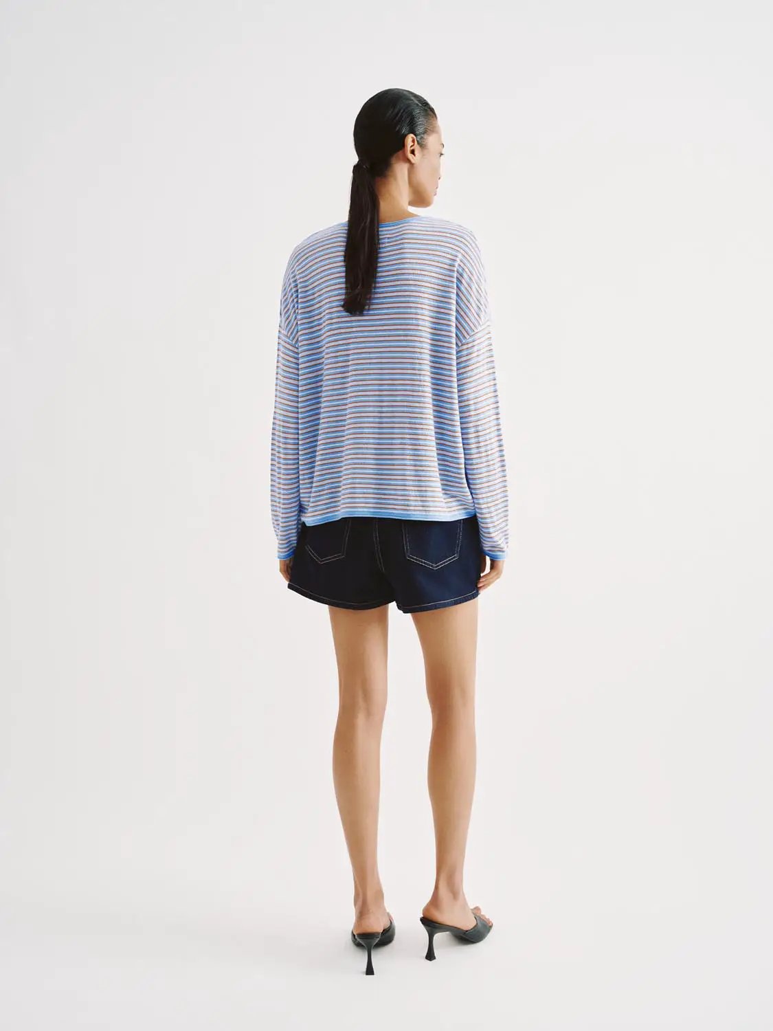 Striped Lightweight Knit Long Sleeve T-shirt