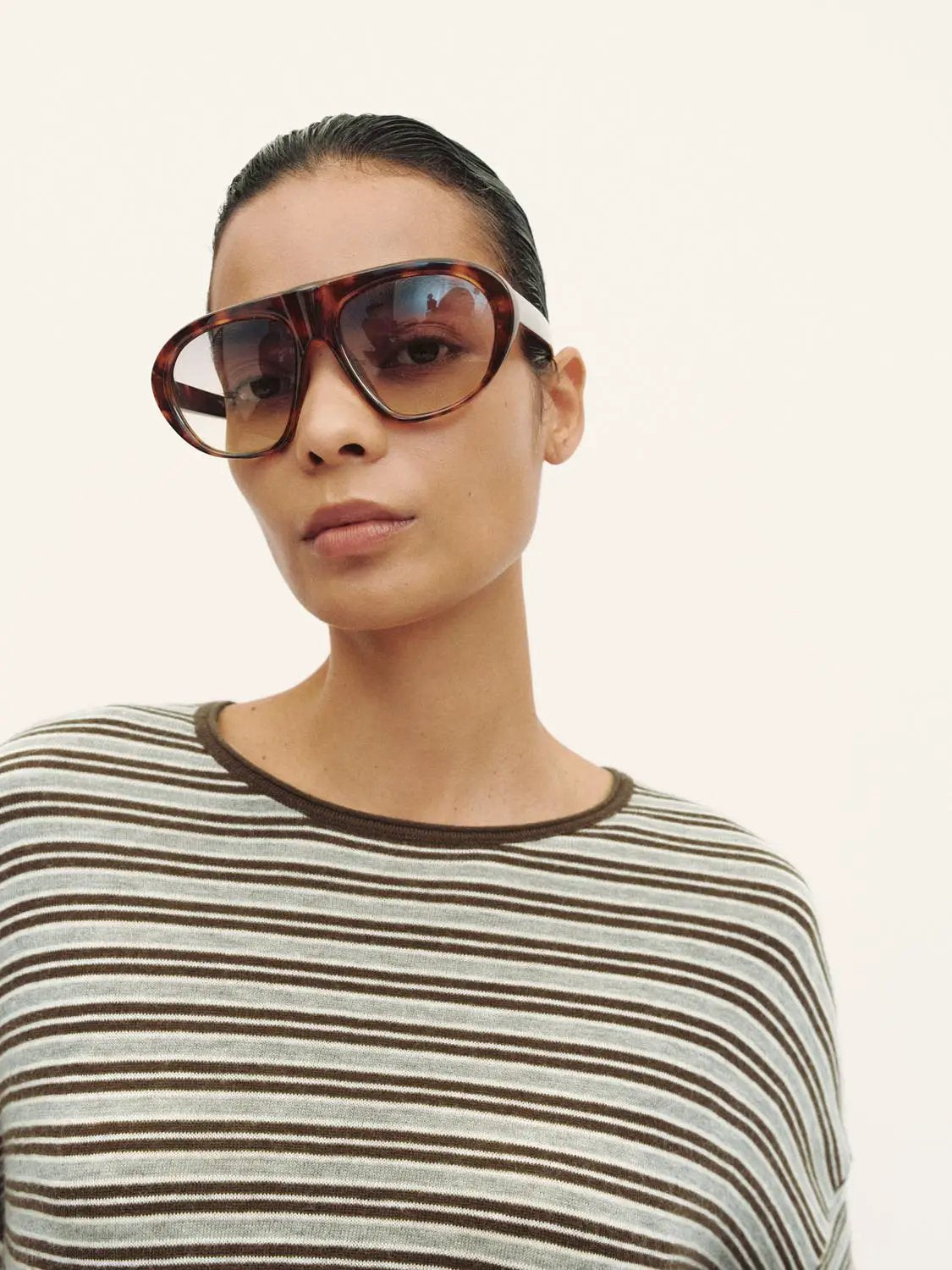 Striped Lightweight Knit Long Sleeve T-shirt