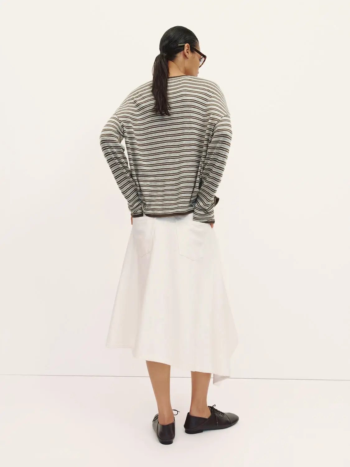 Striped Lightweight Knit Long Sleeve T-shirt