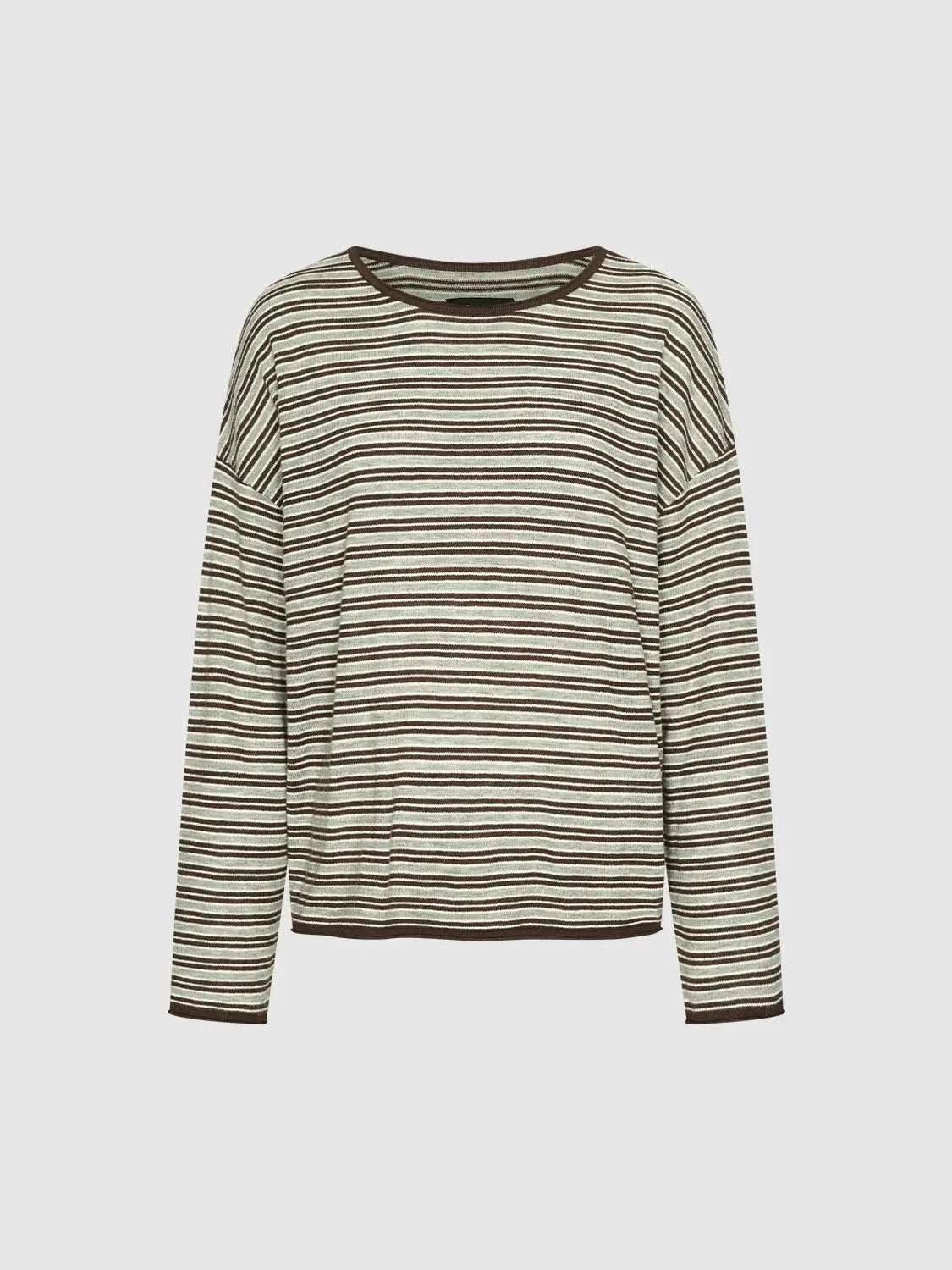 Striped Lightweight Knit Long Sleeve T-shirt