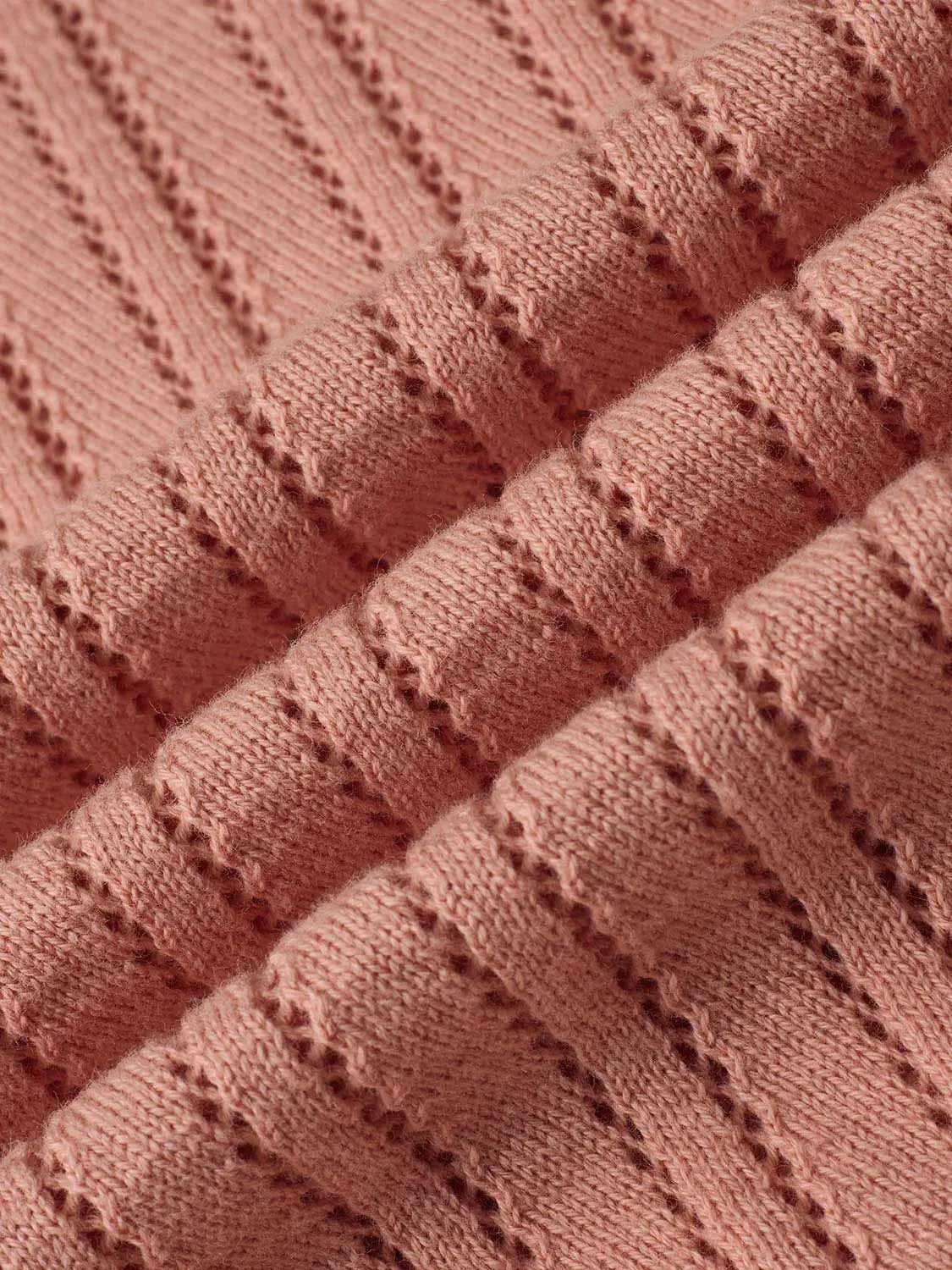 Ribbed Polo Knit Cotton Short Sleeve Sweater