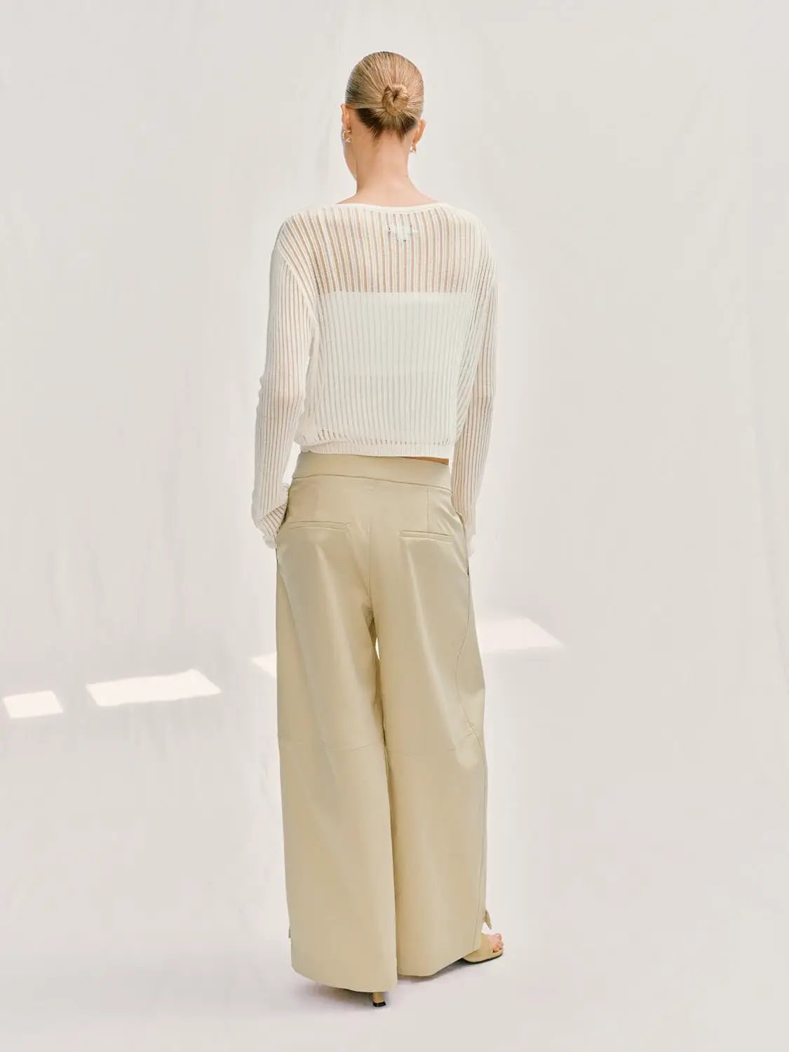Ribbed Cotton Long Sleeve Knit Top
