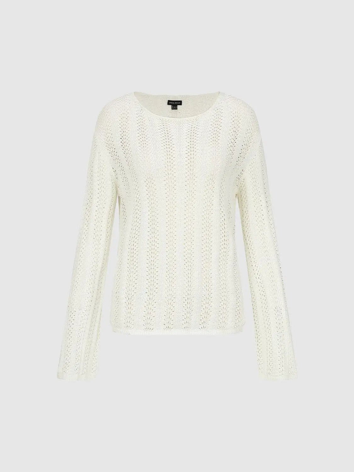 Thin Vertical Knit Long Sleeve Crew Neck Sweater