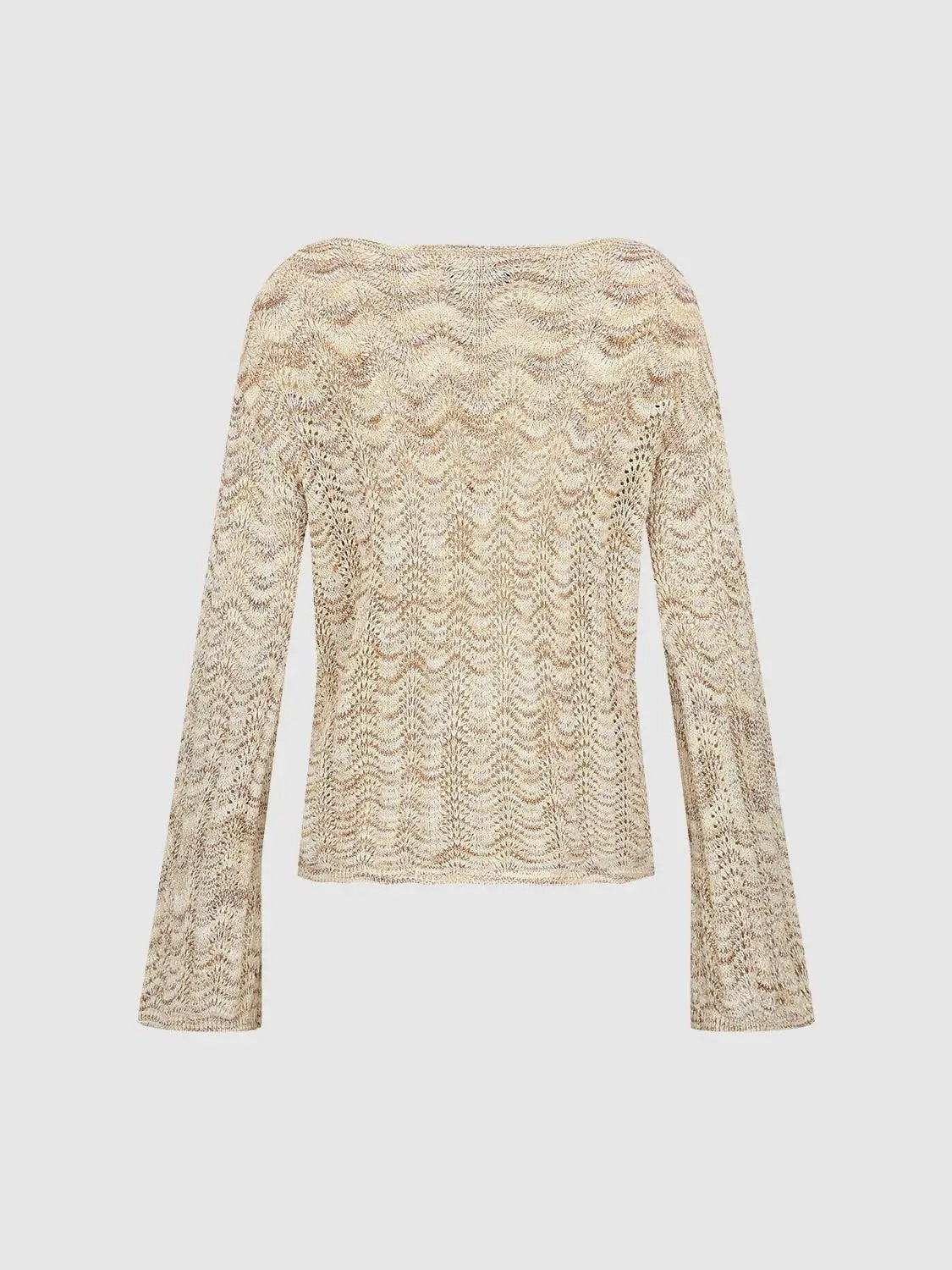 Textured Knit Crew Neck Fitted Long Sleeve T-Shirt