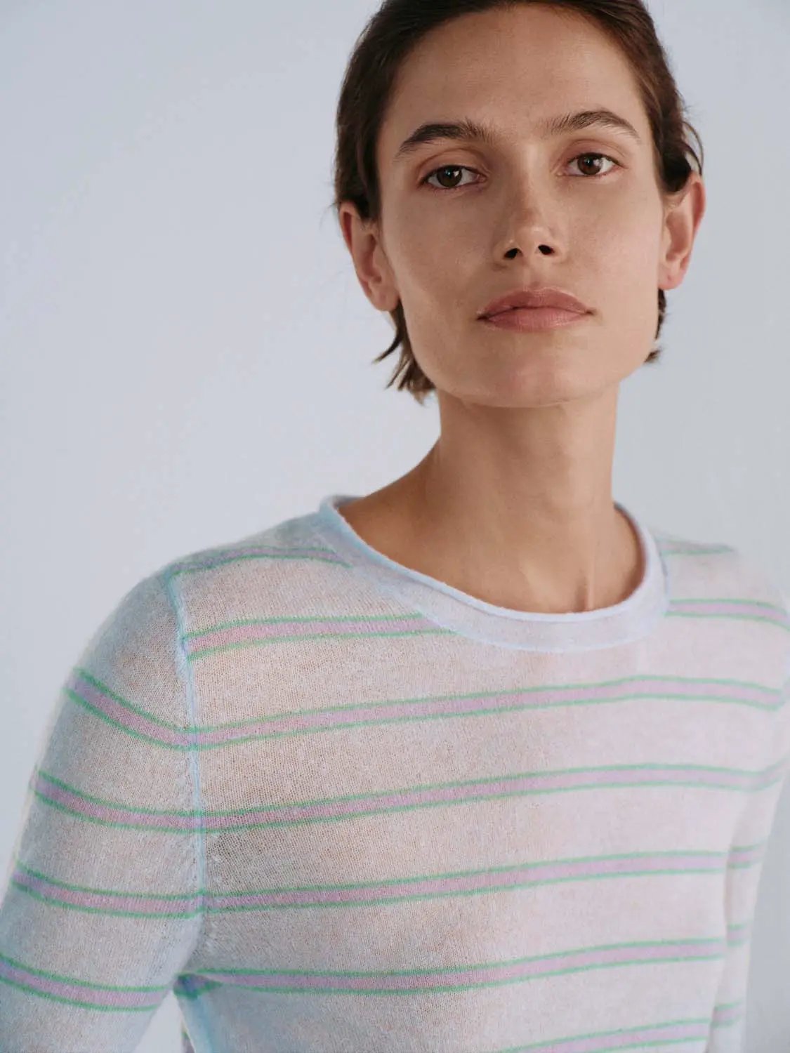 Striped Lightweight Alpaca Wool Blend T-shirt