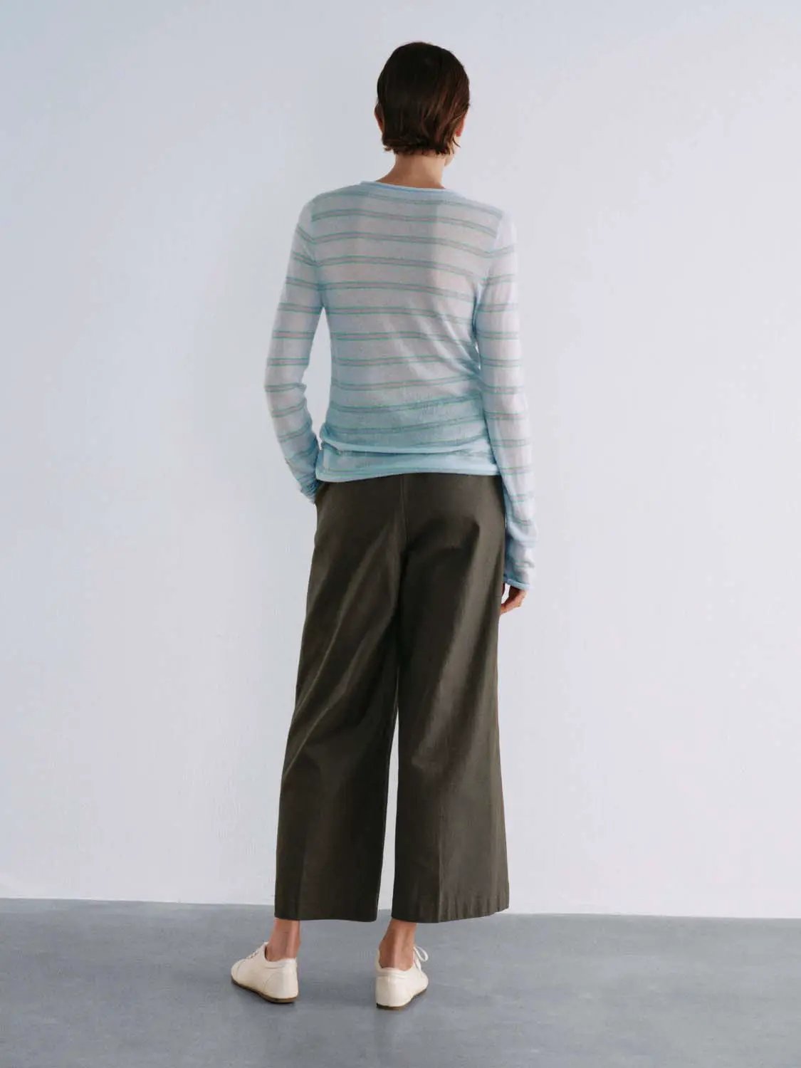 Striped Lightweight Alpaca Wool Blend T-shirt