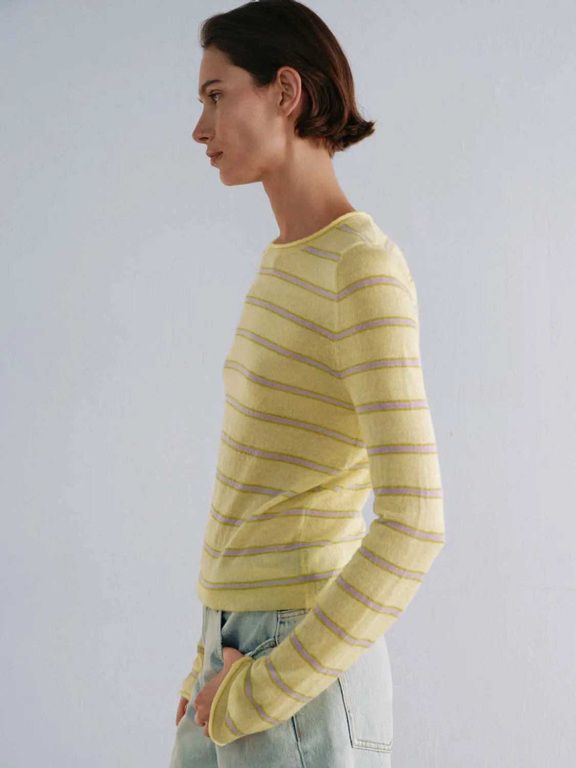 Striped Lightweight Alpaca Wool Blend T-shirt