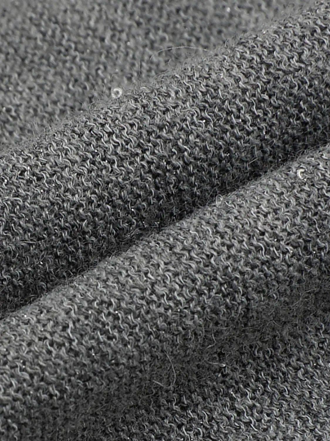 Draped Textured Fitted Long Sleeve Knit T-Shirt