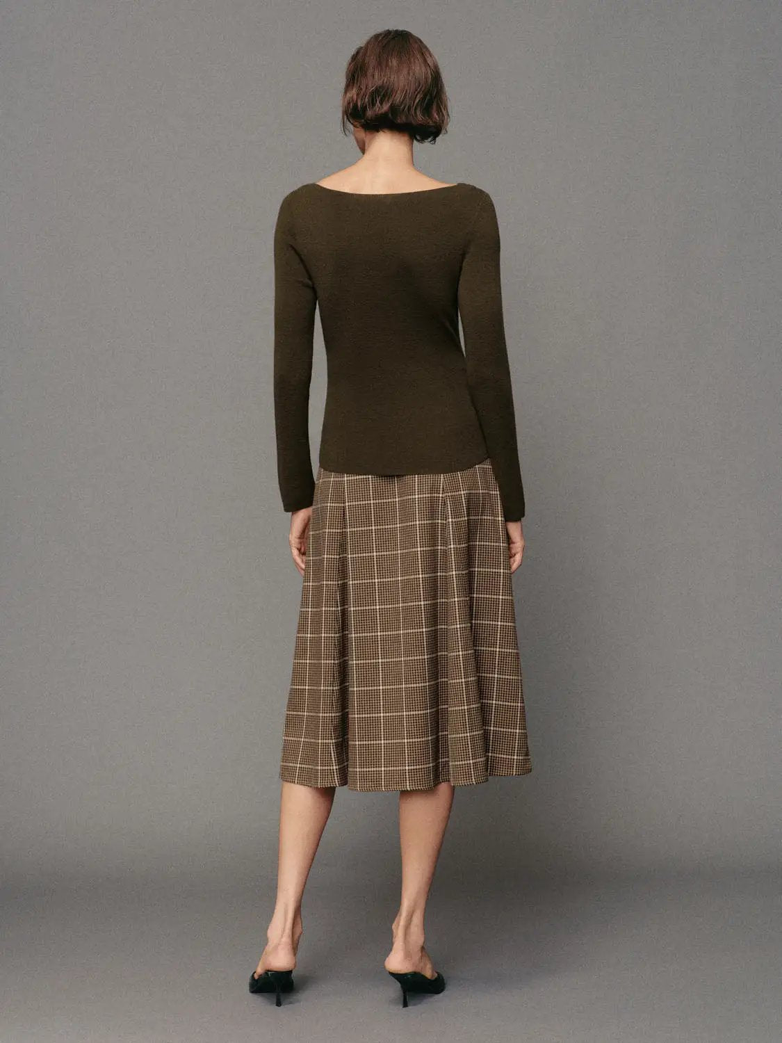 Ribbed Long Sleeve Boat Neck Tie Waist Knit Top
