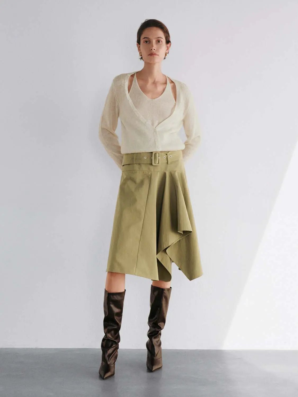 Layered V-neck Button Front Long Sleeve Cardigan