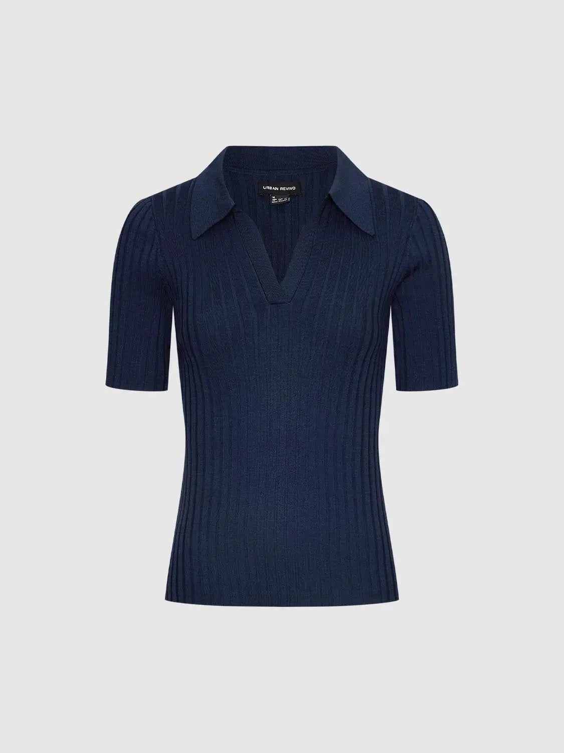 Ribbed Short Sleeve Polo Knit