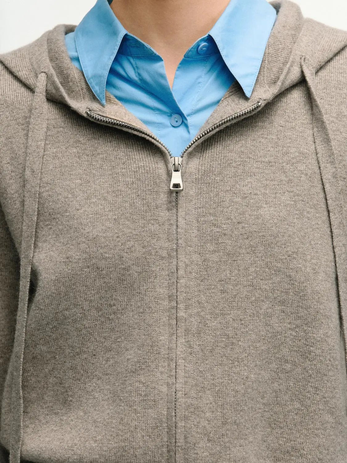 Ribbed Full Zip Hooded Long Sleeve Knit Jacket