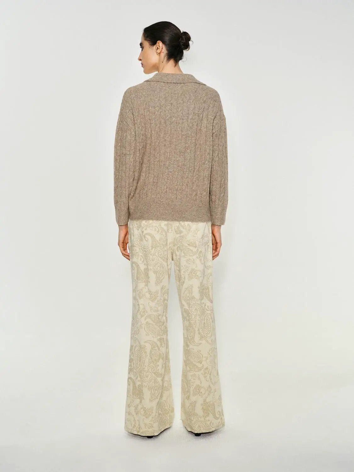 Textured V-neck Shirt Collar Long Sleeve Sweater