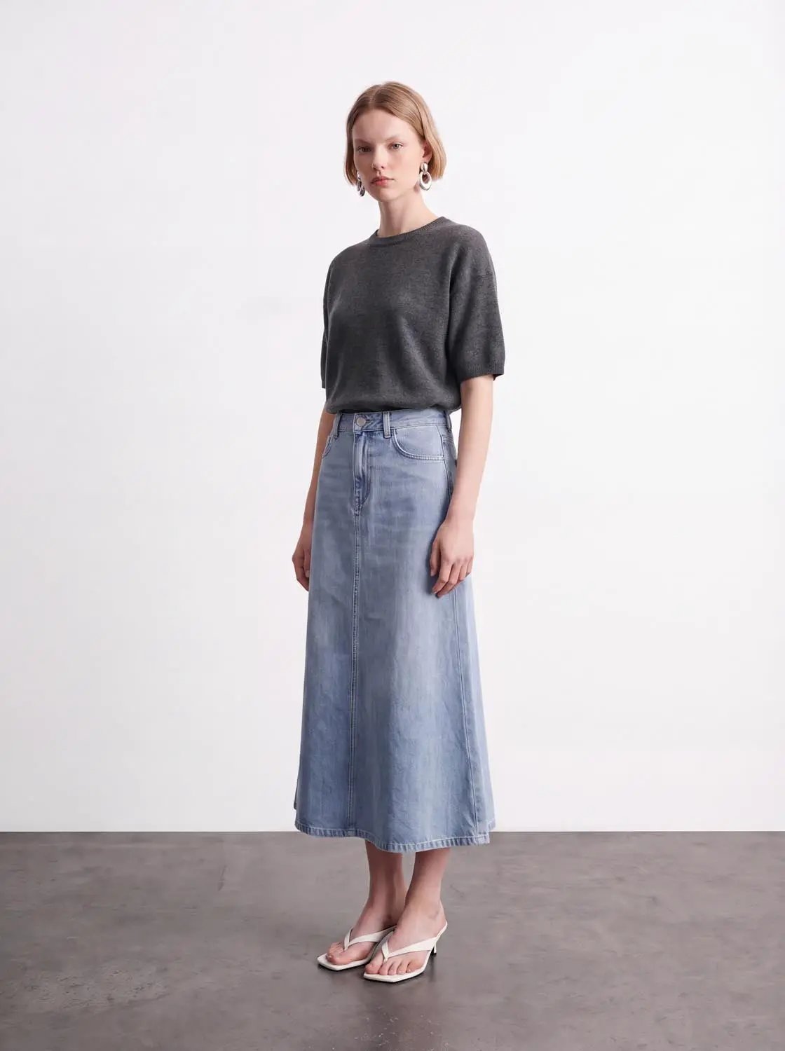 Ribbed Oversized Crew Neck Short Sleeve Knit Sweater