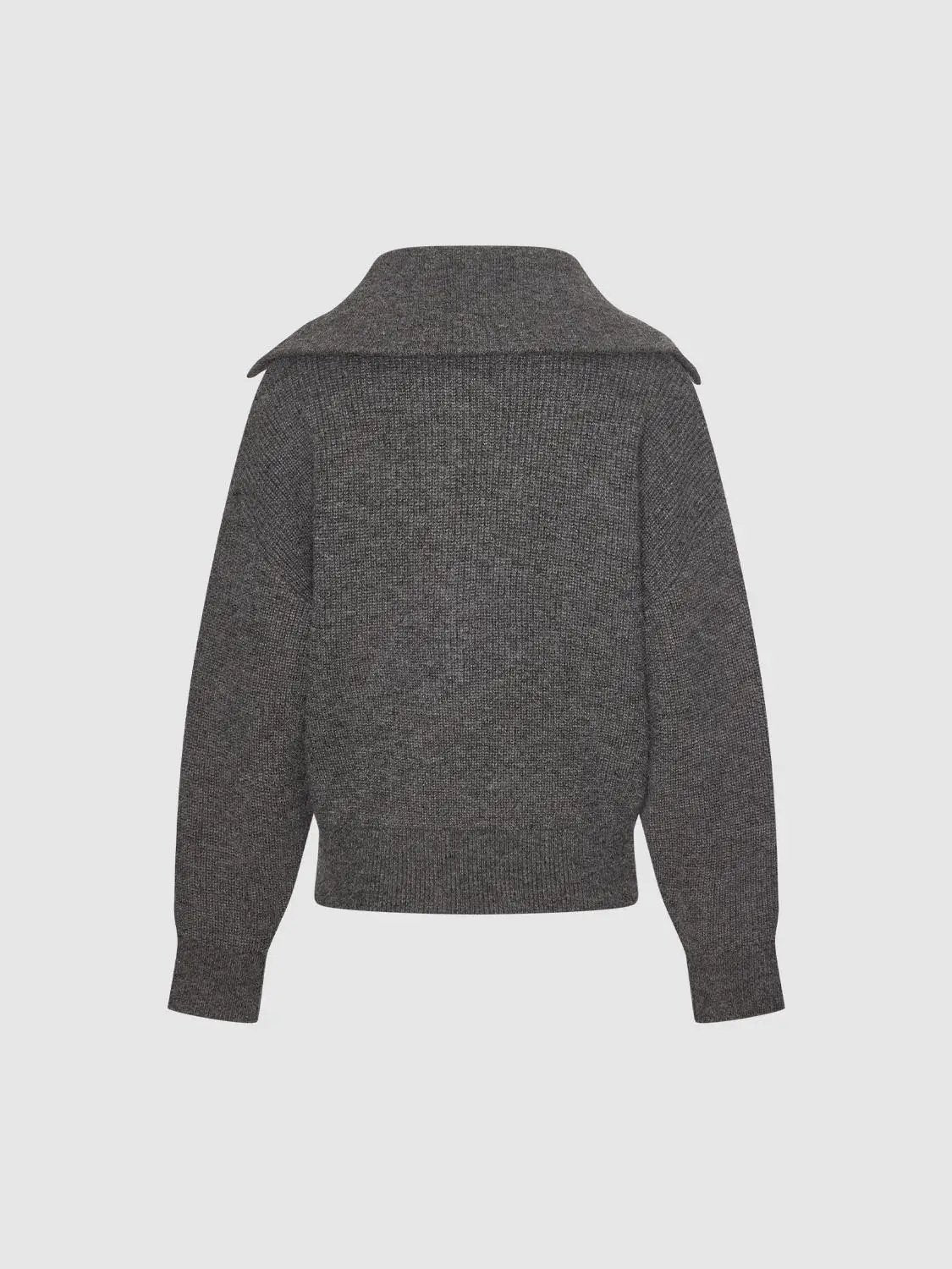 Ribbed Knit Half-Zip Polo Collar Long Sleeve Pullover