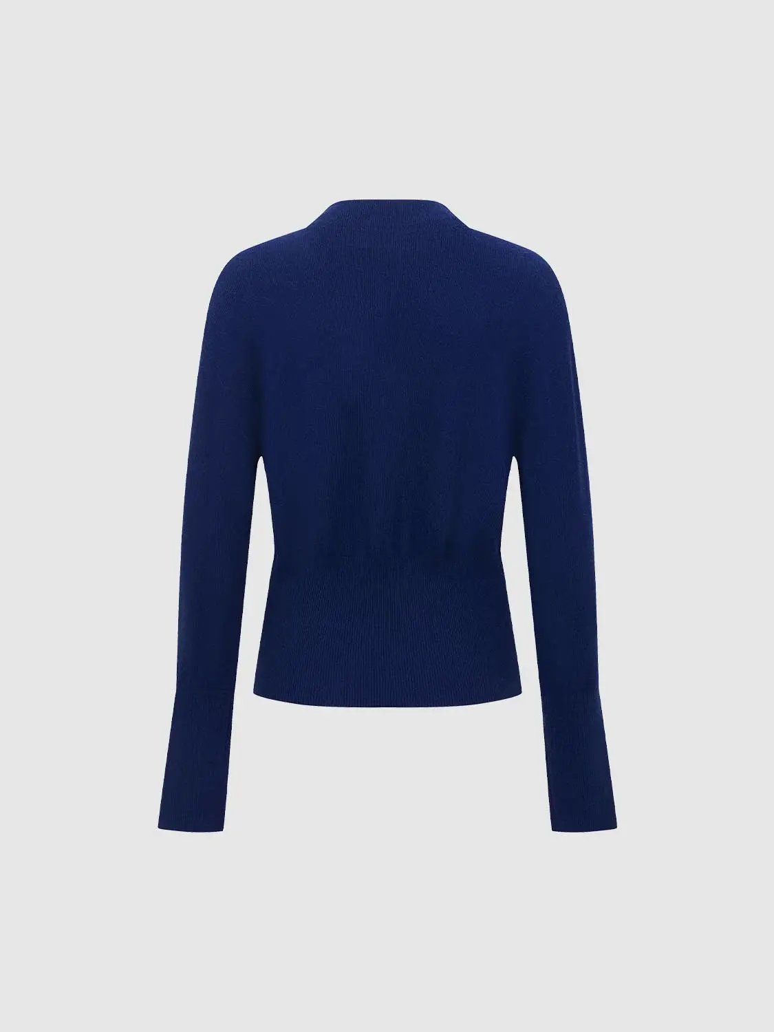 Ribbed Fitted Mock Neck Long Sleeve Knit T-Shirt