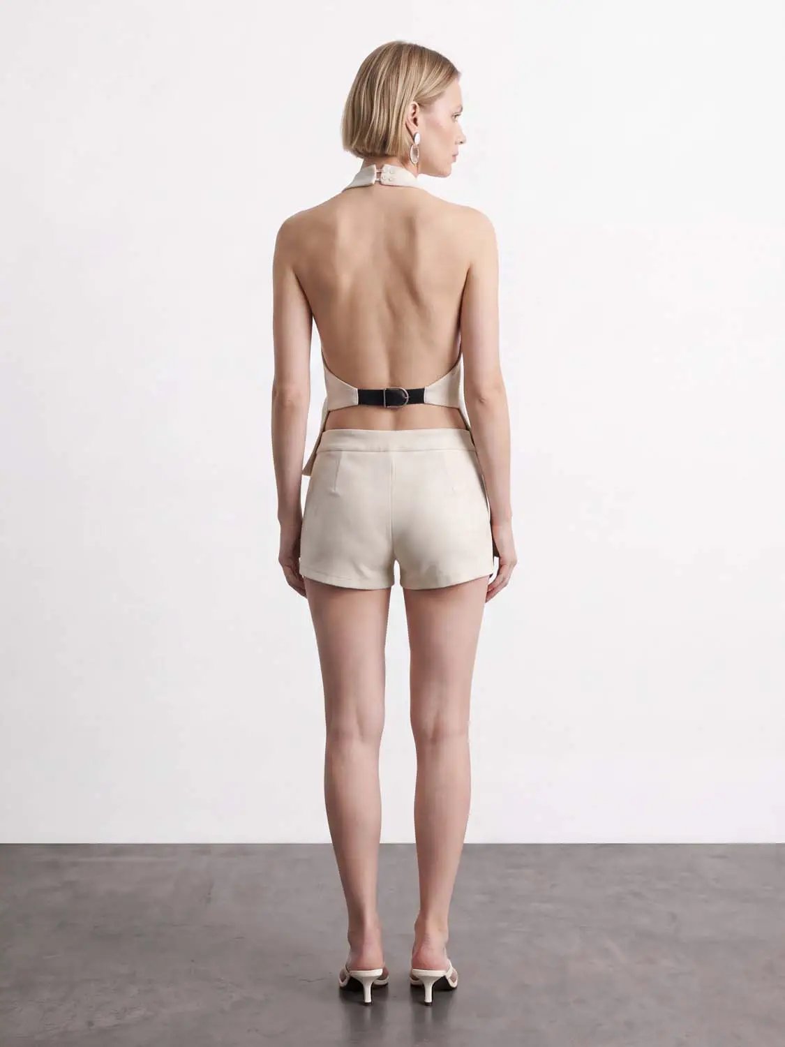 Asymmetric Wrap Button Tailored High Neck Sleeveless Vest