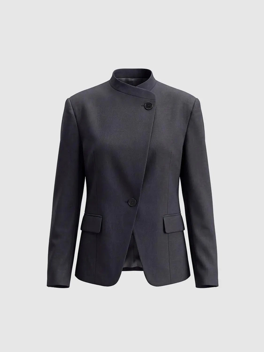 Band Collar Tailored Long Sleeve Blazer