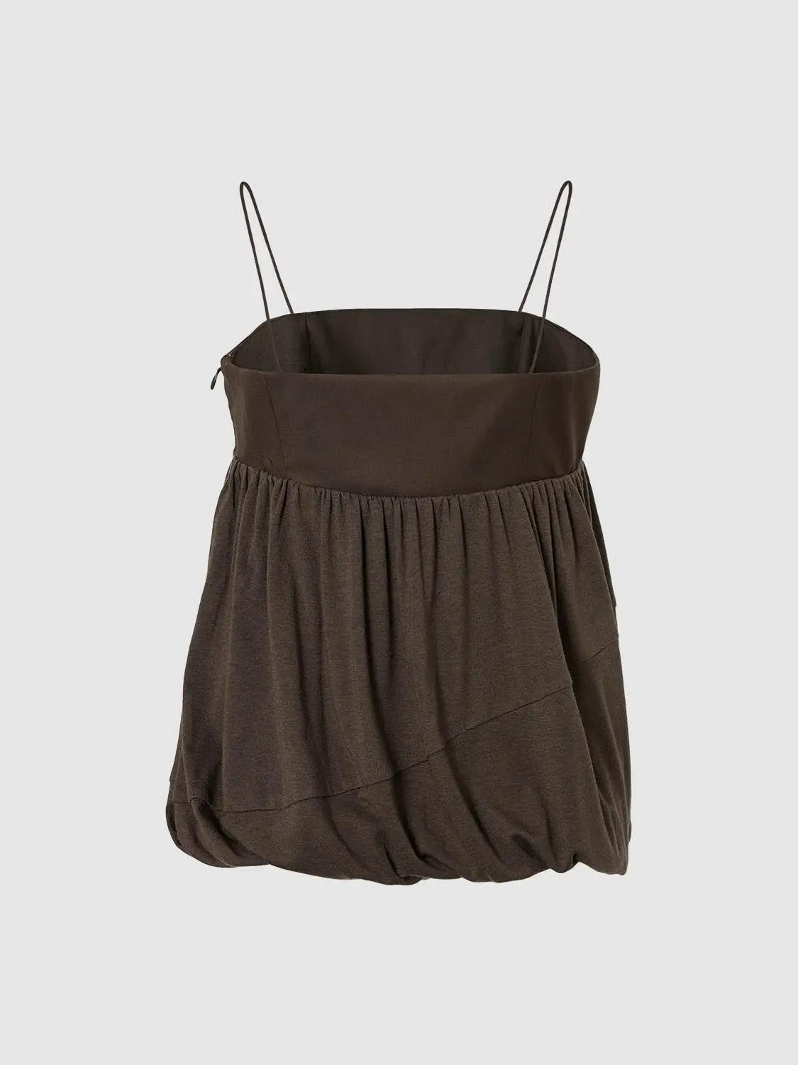 Color Block Thin Strap Gathered Bubble Hem Cami Top