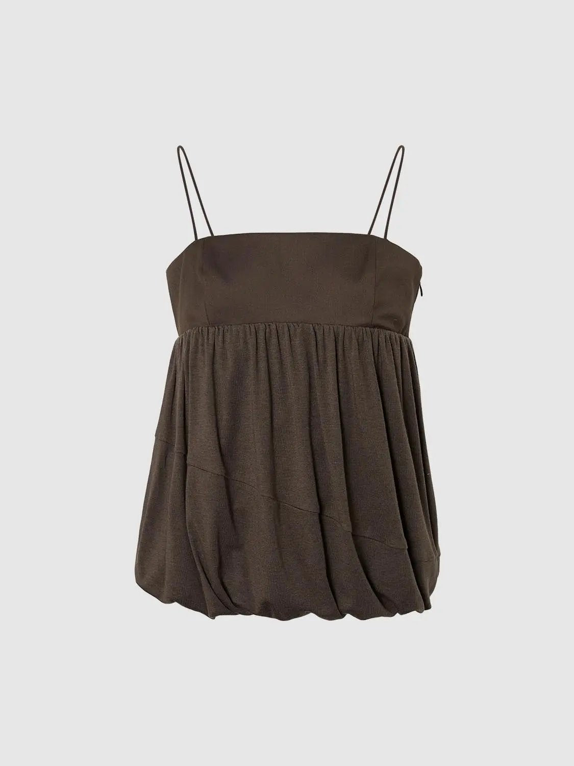 Color Block Thin Strap Gathered Bubble Hem Cami Top
