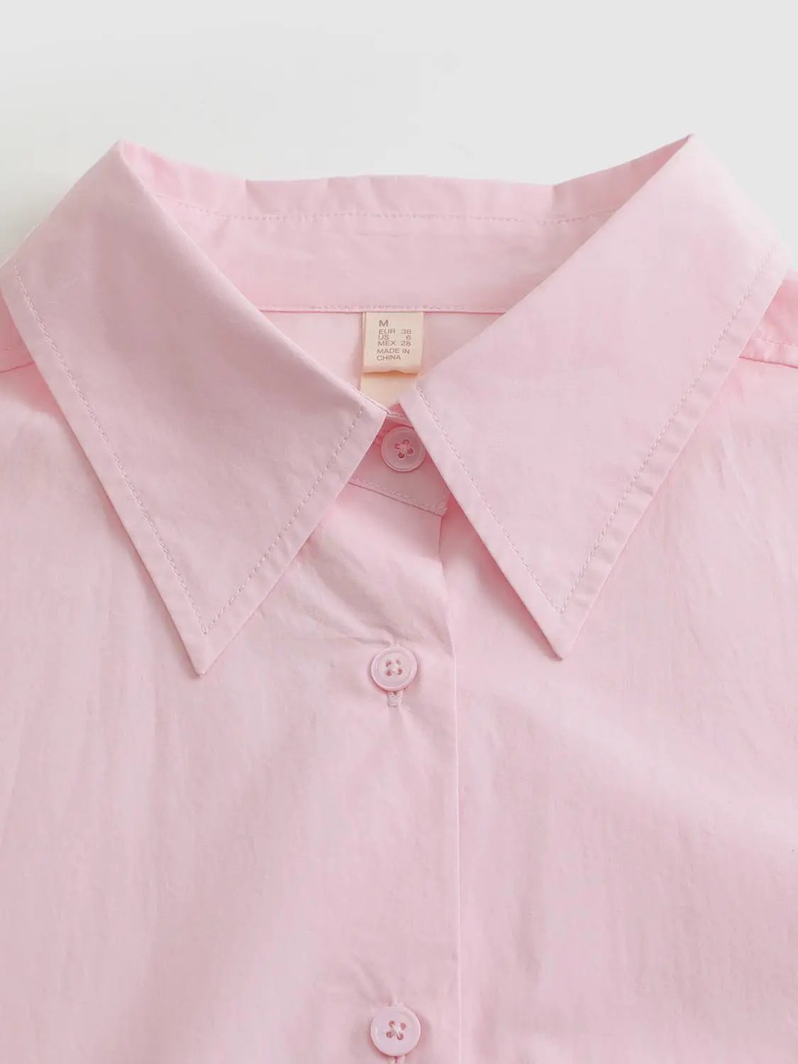 Solid Button Down Collar Long Sleeve Cotton Blend Shirt