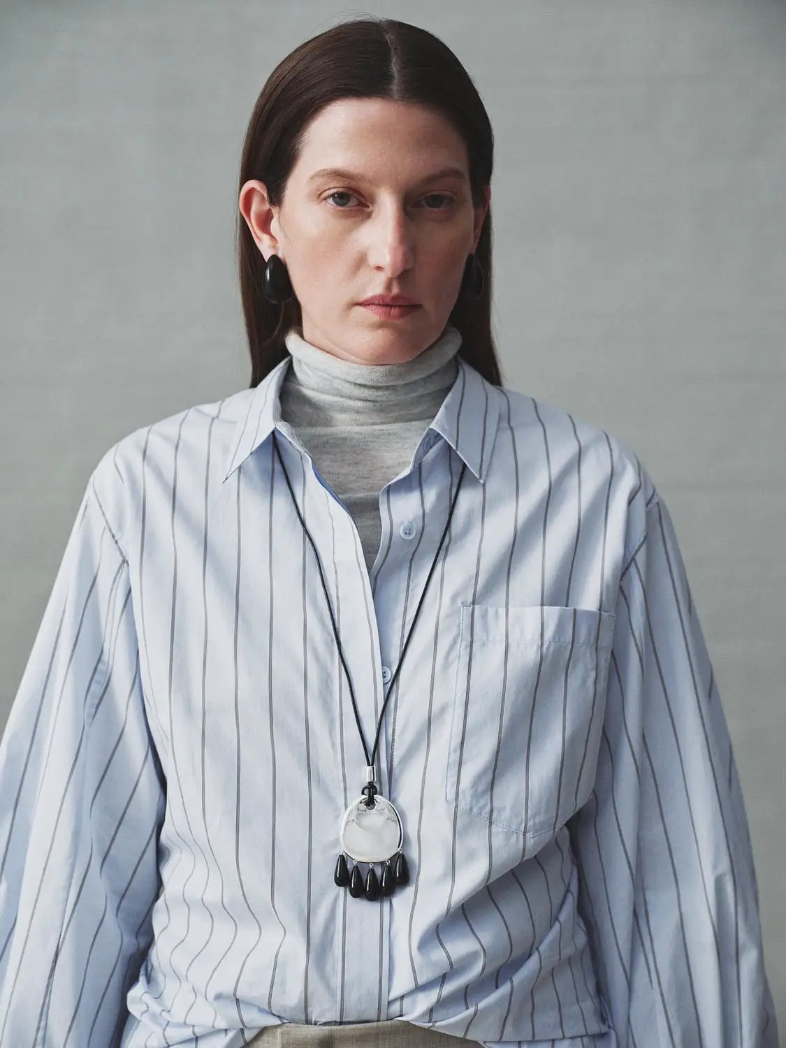 Striped Long Sleeve Cotton Shirt With Chest Pocket And Button Front
