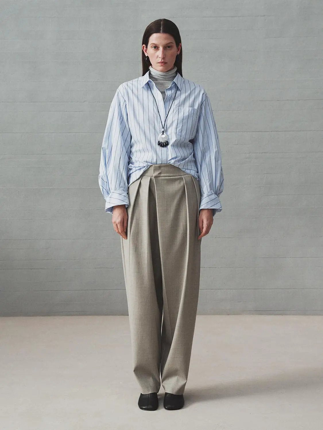 Striped Long Sleeve Cotton Shirt With Chest Pocket And Button Front