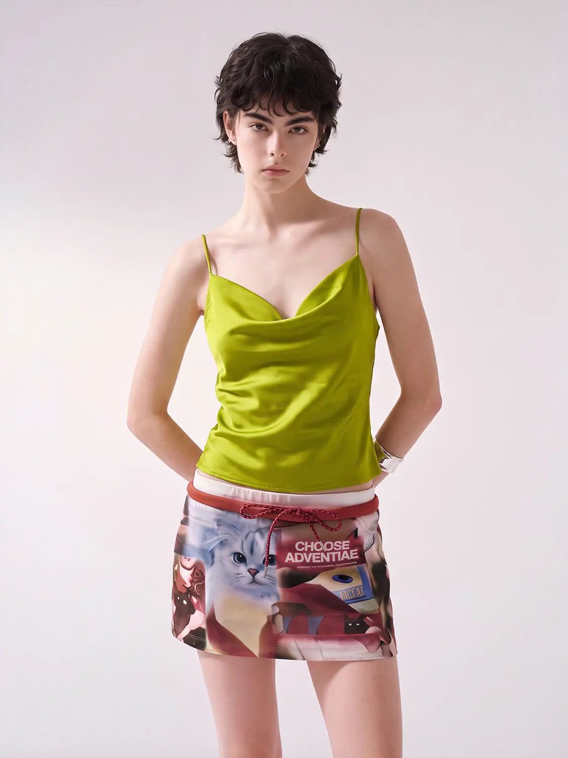 Fitted Cowl Neck Sleeveless Cami Top