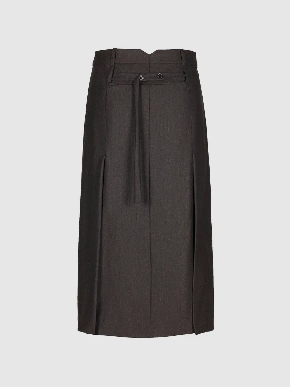 High-waisted Tailored Straight Wool H-Line Midi Skirt