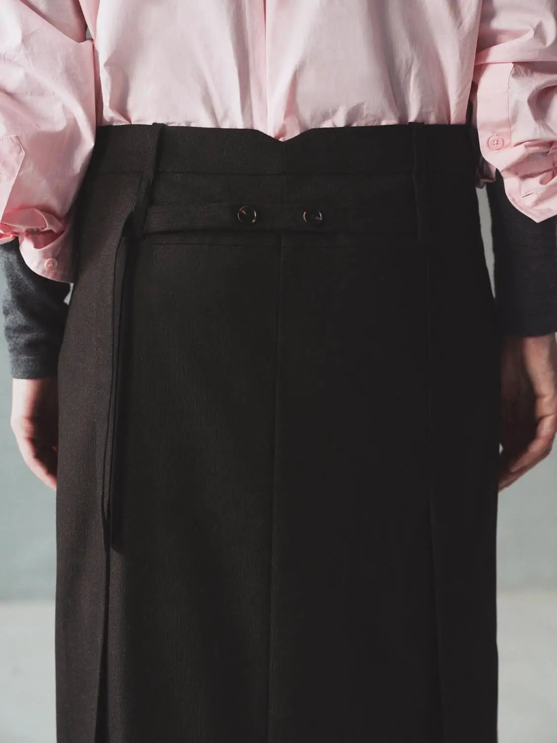 High-waisted Tailored Straight Wool H-Line Midi Skirt