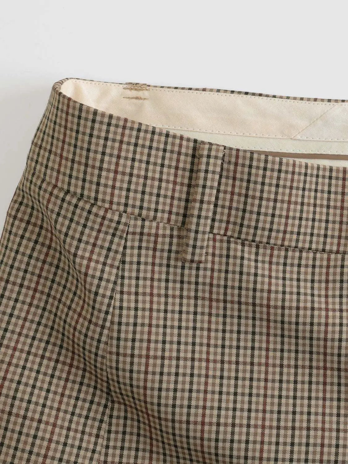 Mid-rise Plaid Tapered Pants