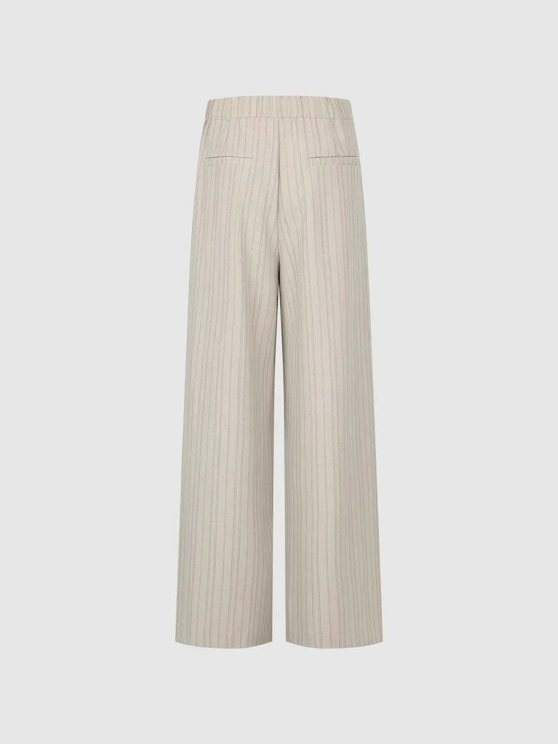 Pleated Striped Tailored Mid-rise Wide-leg Pants