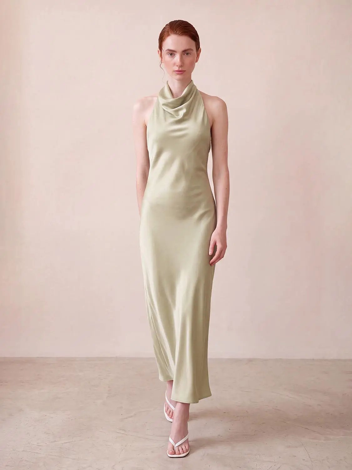 Slim Draped Sleeveless Side Slit Maxi Dress