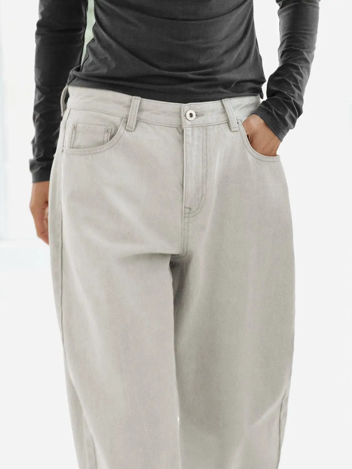 Cotton High-waisted Wide-leg Jeans