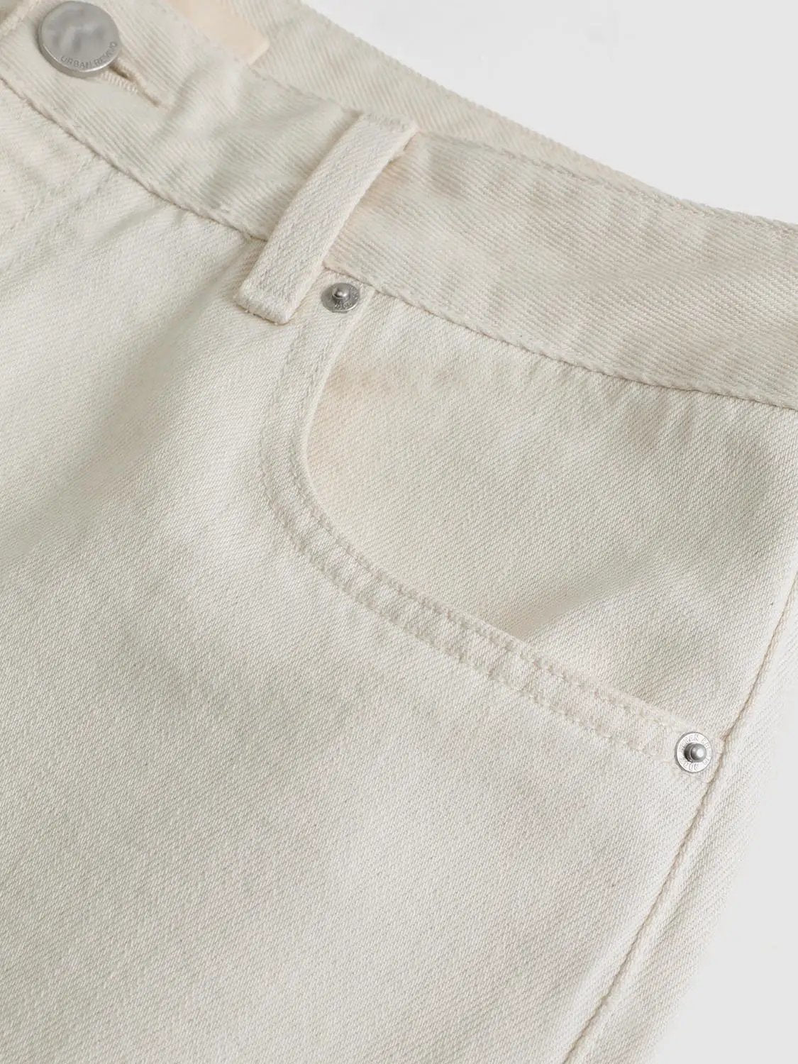 Solid Mid-rise Medium Weight Wide-leg Cotton Pants