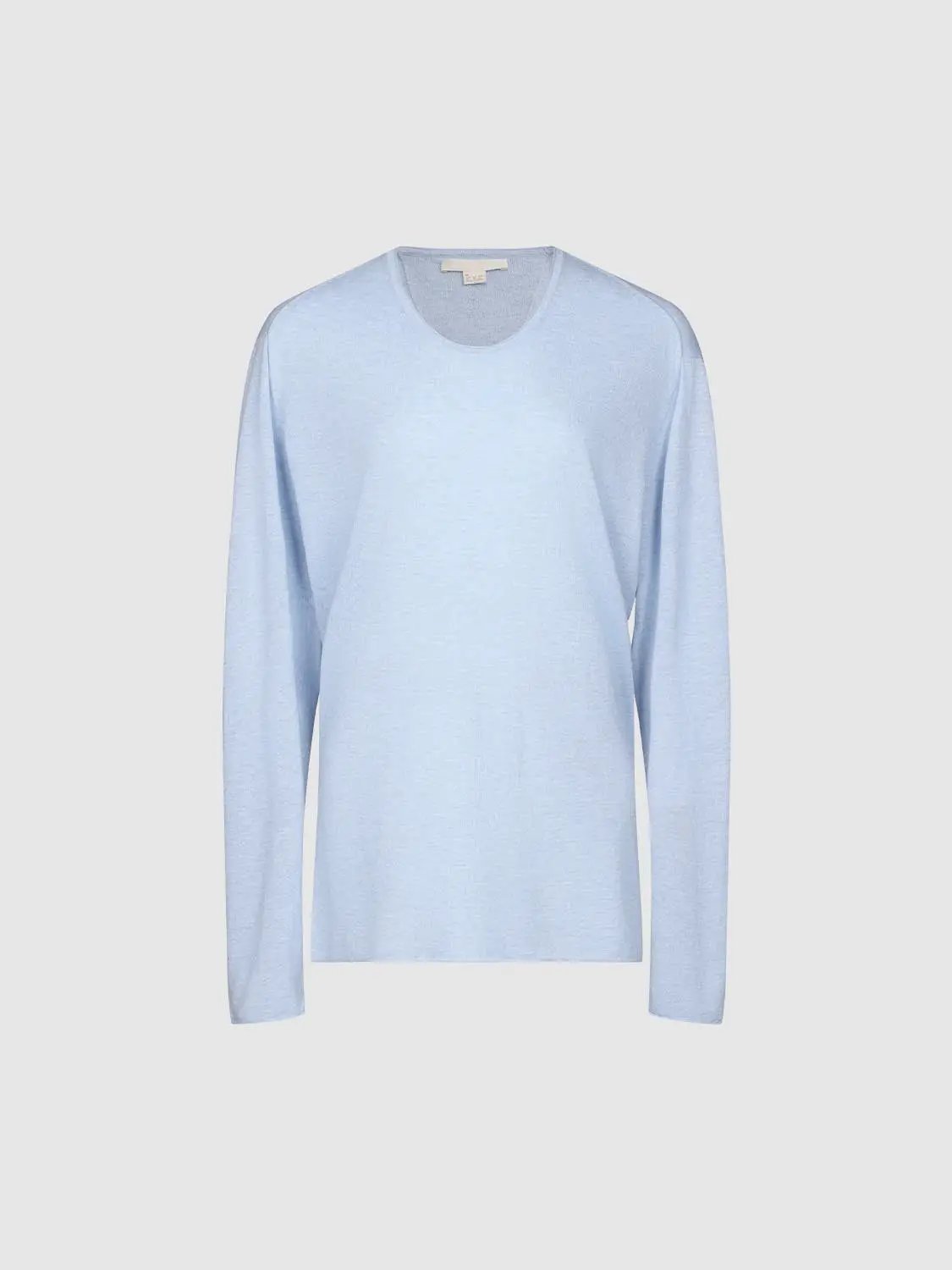 Crew Neck Long Sleeve Knit Cotton Linen T-Shirt