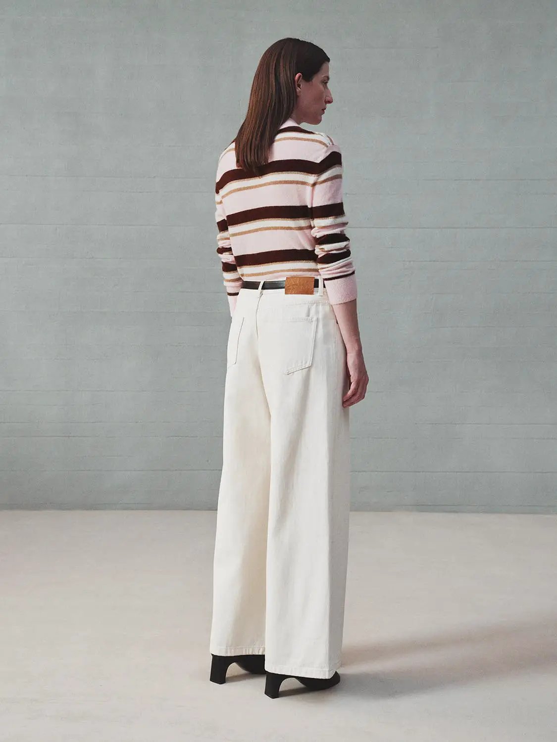 Striped Long Sleeve Polo Collar Fitted Knit Sweater