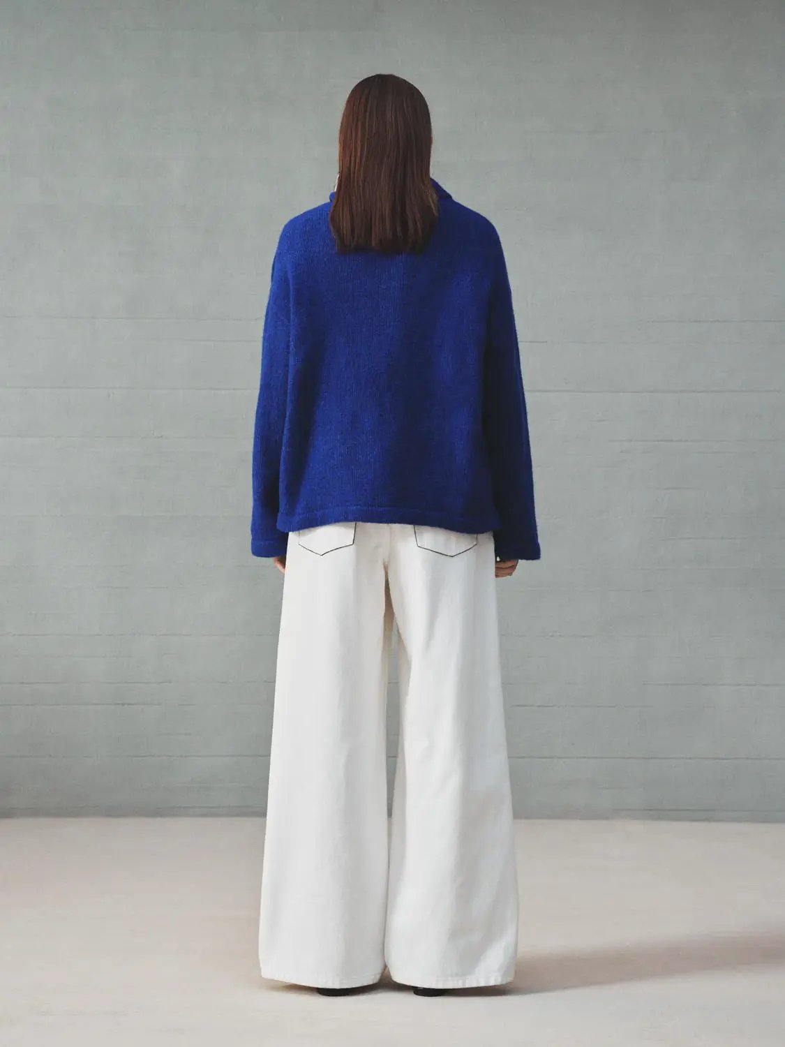 Oversized Ribbed Turtleneck Long Sleeve Wool Blend Sweater