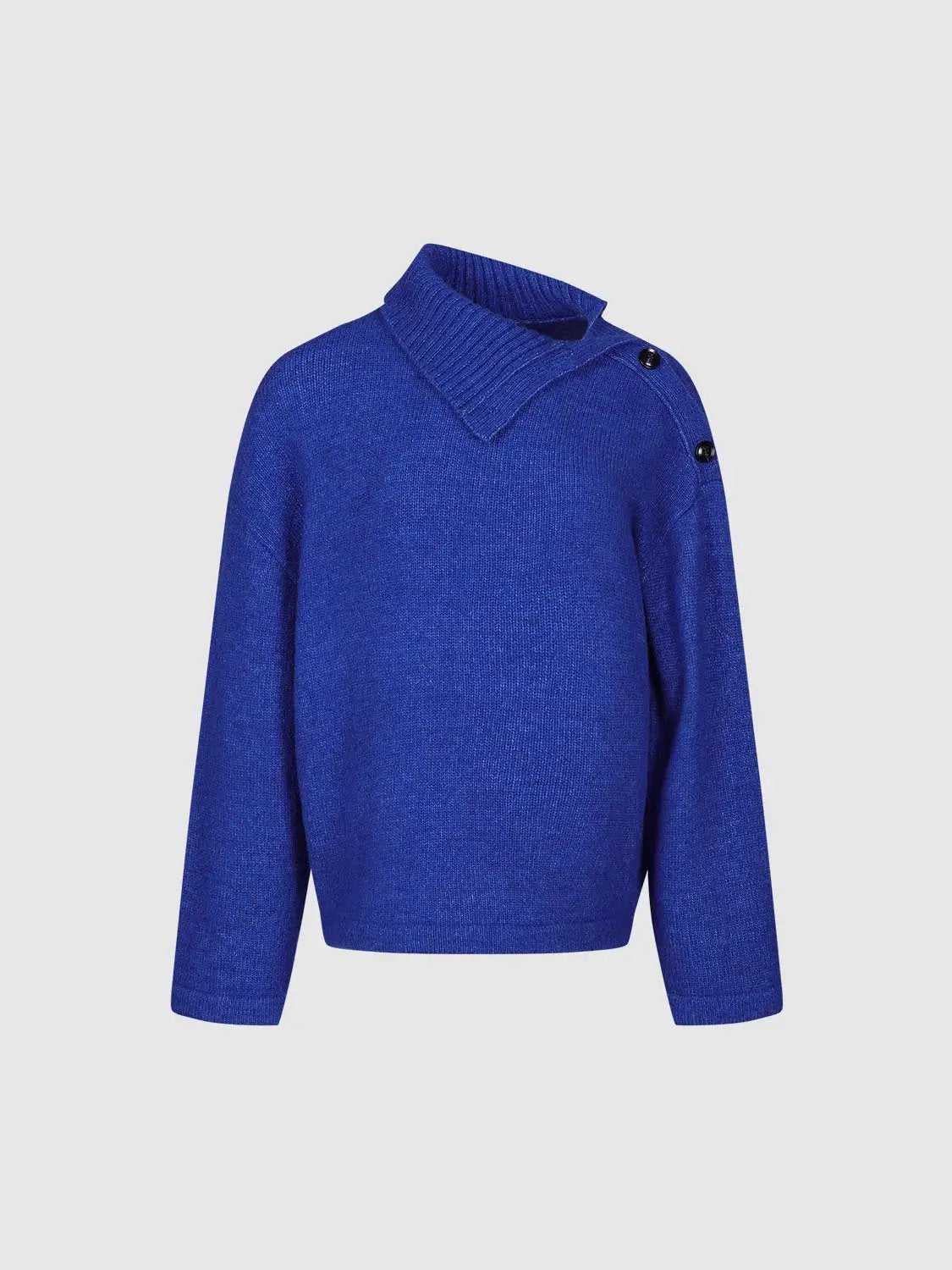 Oversized Ribbed Turtleneck Long Sleeve Wool Blend Sweater