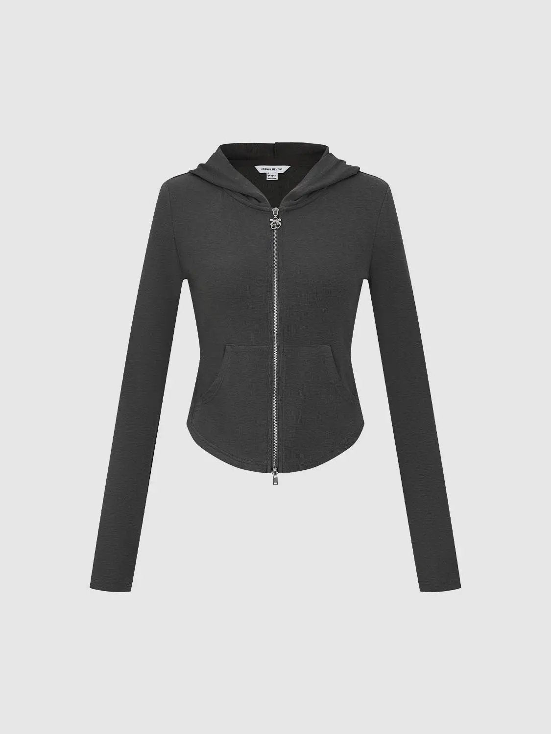 Hooded Zip Front Long Sleeve Jacket